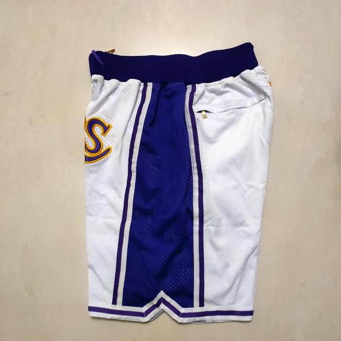 Los Angeles Lakers Just Don White Basketball Shorts 02