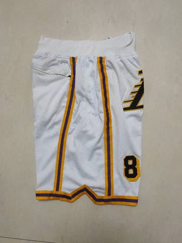 Los Angeles Lakers Just Don White Basketball Shorts 03