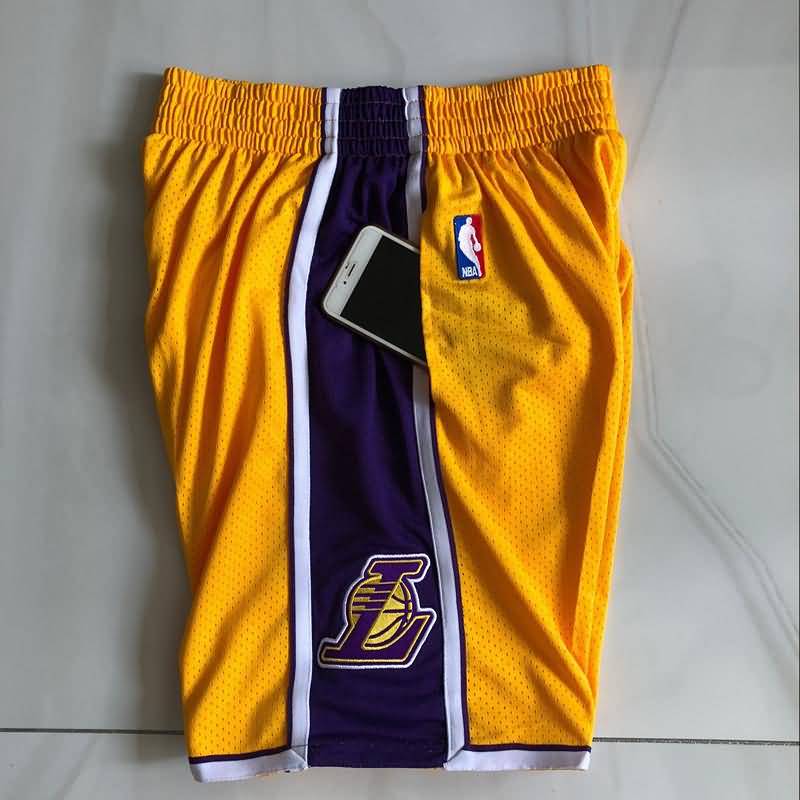 Los Angeles Lakers Mitchell&Ness Yellow Basketball Shorts 02