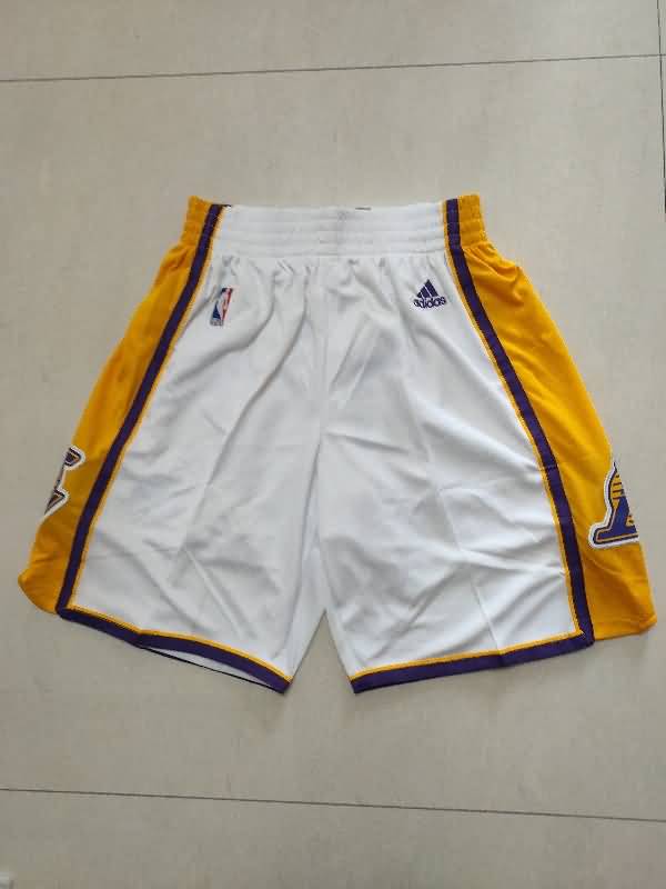 Los Angeles Lakers White Basketball Shorts 03