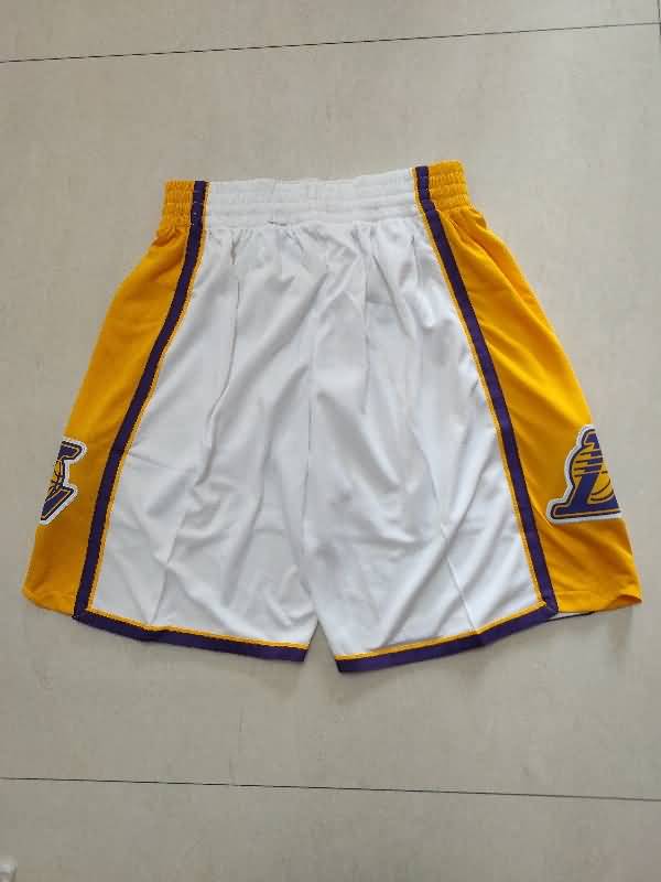 Los Angeles Lakers White Basketball Shorts 03