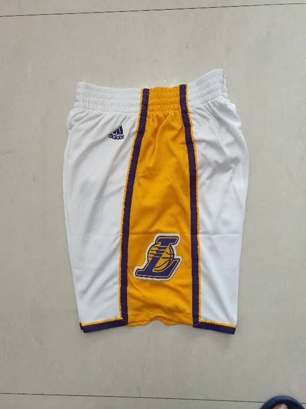 Los Angeles Lakers White Basketball Shorts 03