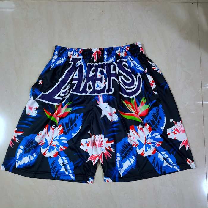 Los Angeles Lakers Mitchell&Ness Black NBA Shorts 02