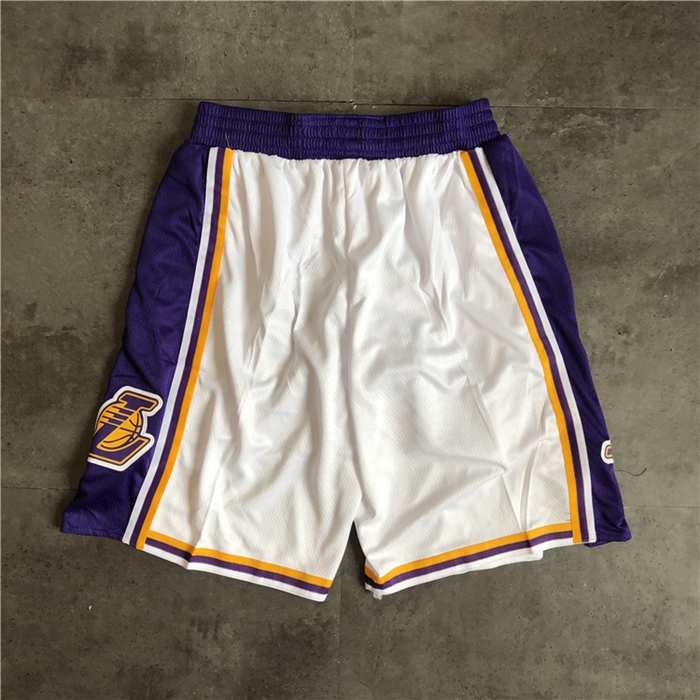 Los Angeles Lakers White NBA Shorts 02