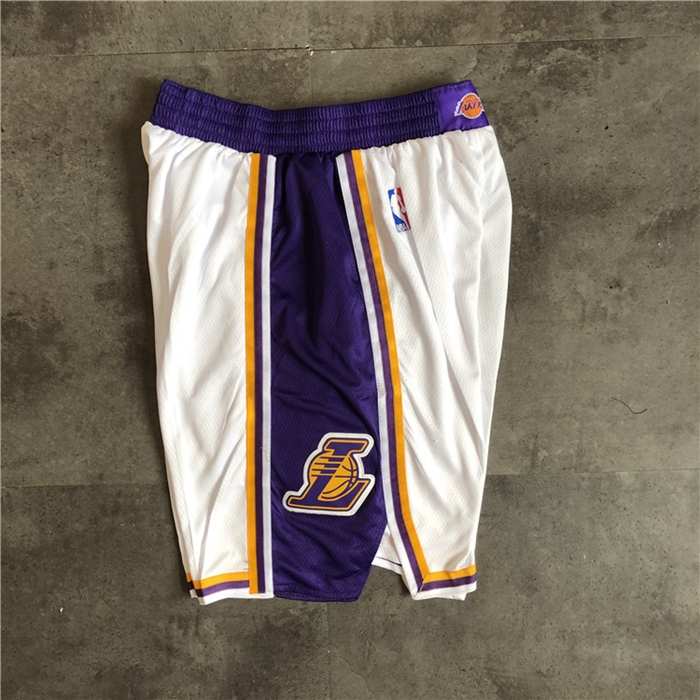 Los Angeles Lakers White NBA Shorts 02