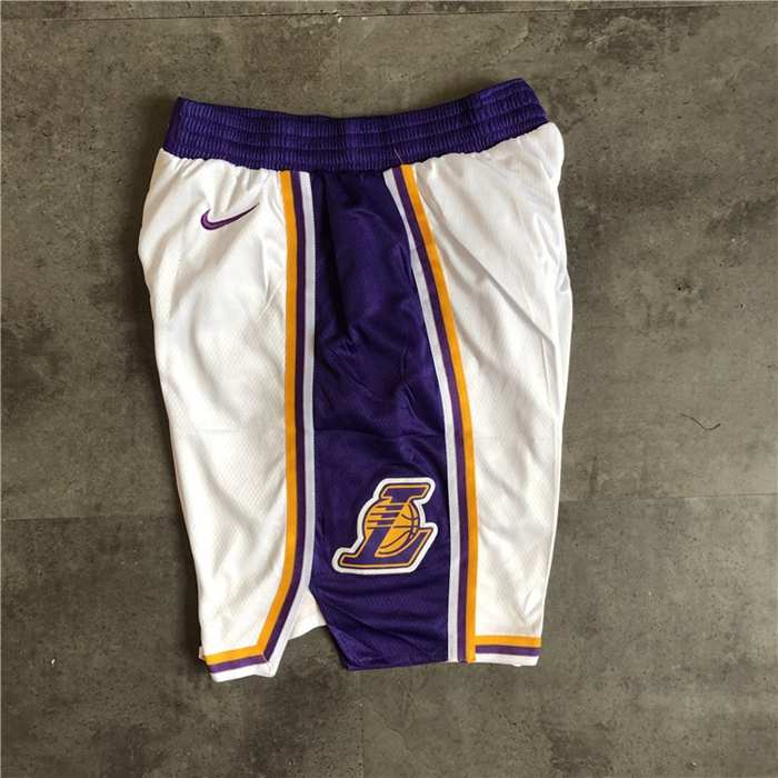 Los Angeles Lakers White NBA Shorts 02