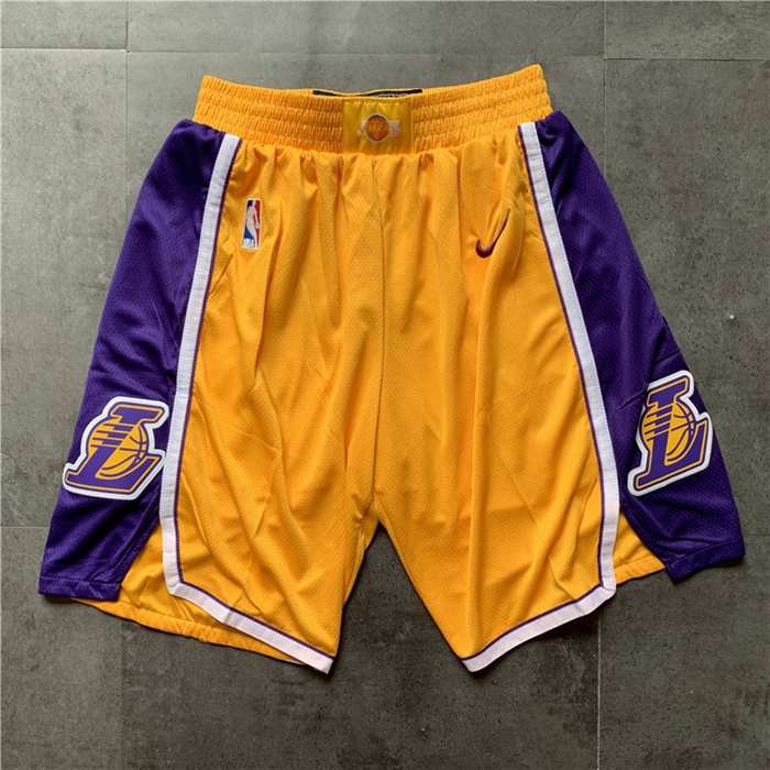 Los Angeles Lakers Yellow NBA Shorts 02