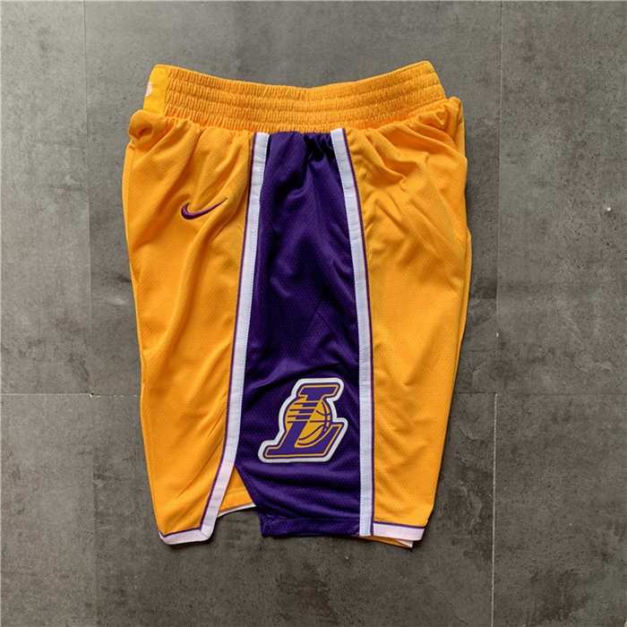 Los Angeles Lakers Yellow NBA Shorts 02