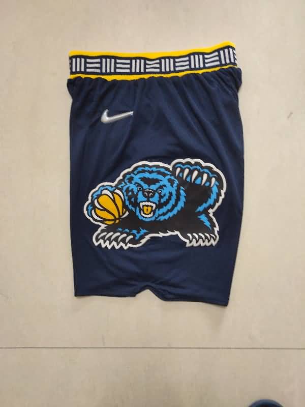Memphis Grizzlies Dark Blue Basketball Shorts 02