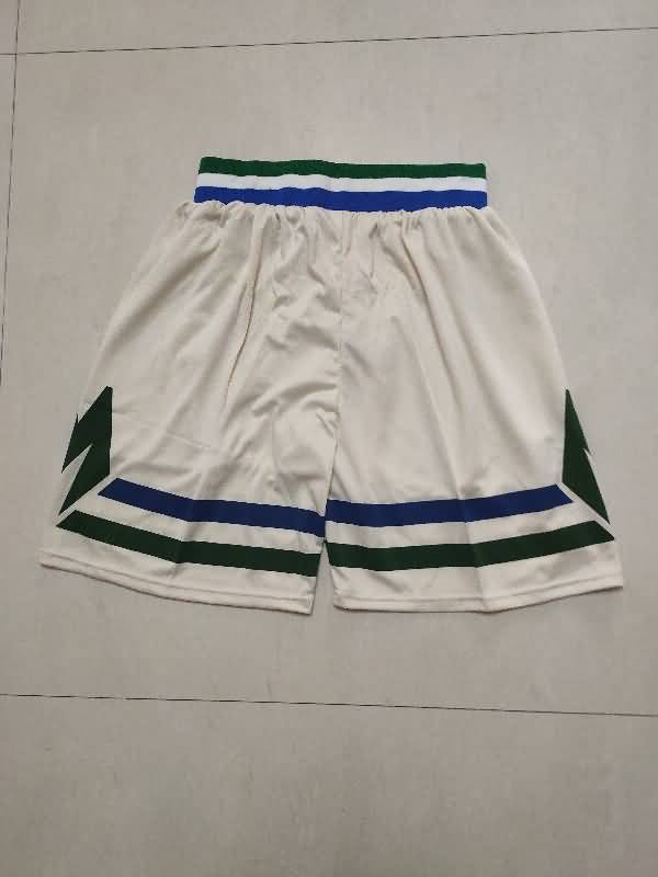 Milwaukee Bucks White Basketball Shorts 02