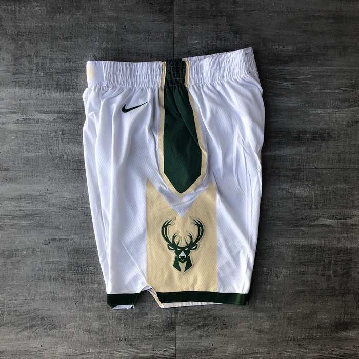 Milwaukee Bucks White NBA Shorts