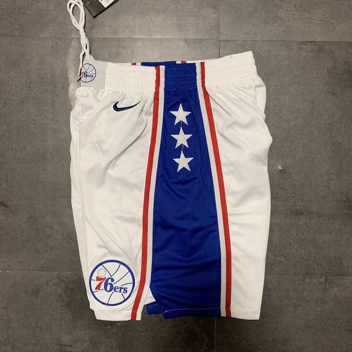 Philadelphia 76ers White NBA Shorts