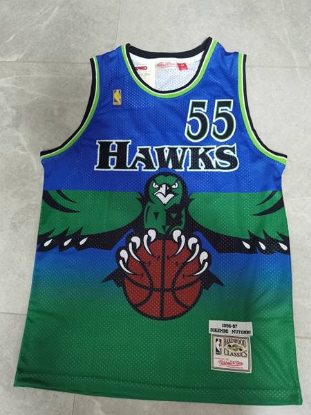 Atlanta Hawks 1996/97 Blue #55 MUTOMBO Classics Basketball Jersey (Stitched)
