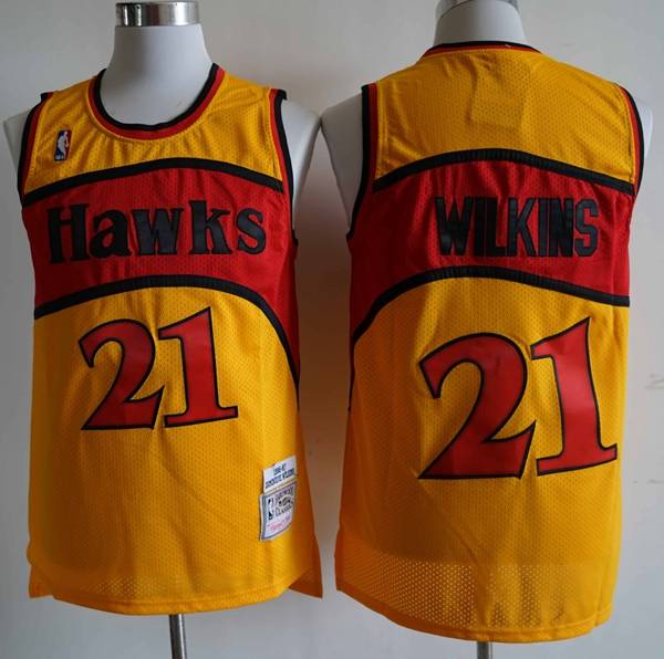 1986/87 Atlanta Hawks Yellow #21 WILKINS Classics Basketball Jersey (Stitched)