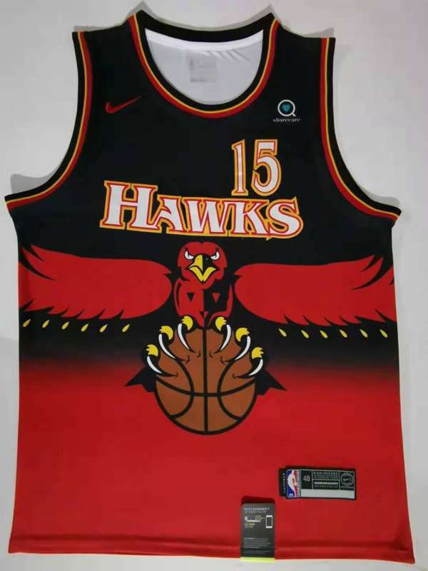 Atlanta Hawks Black Red #15 CARTER Classics Basketball Jersey (Stitched)