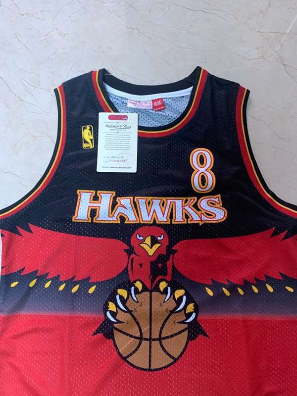 Atlanta Hawks Black Red #8 SMITH Classics Basketball Jersey (Stitched)