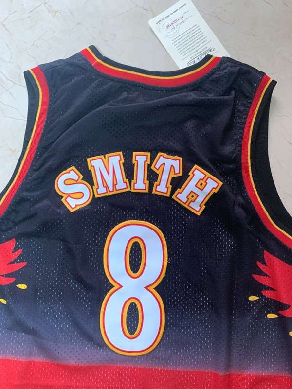 Atlanta Hawks Black Red #8 SMITH Classics Basketball Jersey (Stitched)