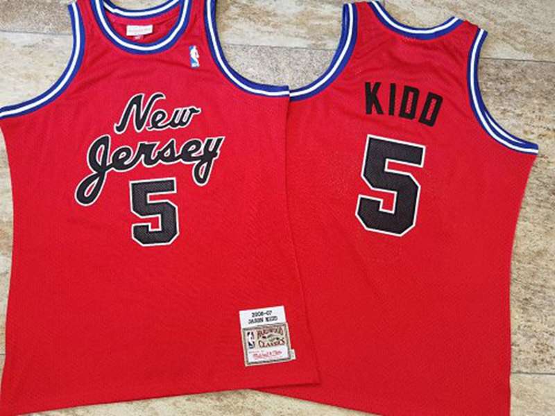 Brooklyn Nets 2006/07 Red #5 KIDD Classics Basketball Jersey (Closely Stitched)