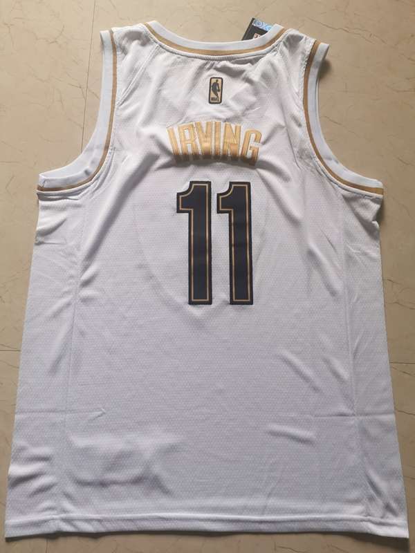 Brooklyn Nets 2020 White Gold #11 IRVING Basketball Jersey (Stitched)