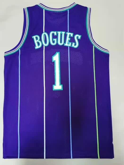 Charlotte Hornets 1994/95 Purple #1 BOGUES Classics Basketball Jersey (Stitched)