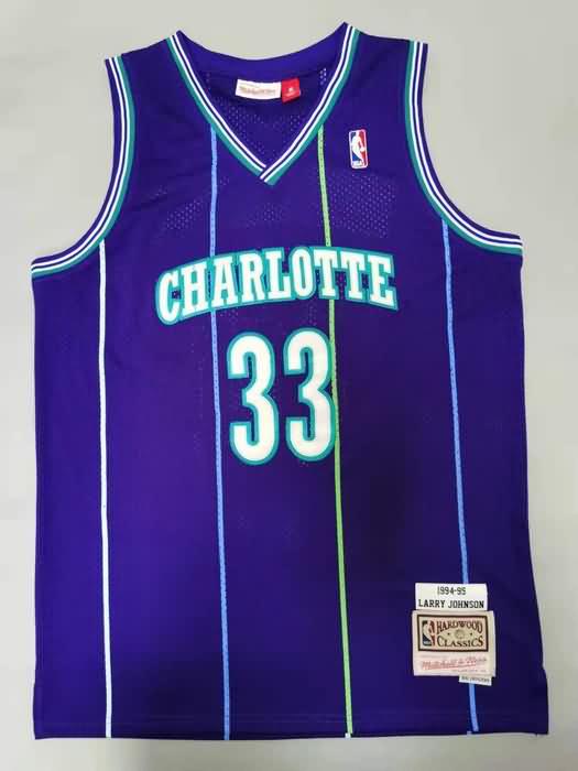 Charlotte Hornets 1994/95 Purple #33 MOURNING Classics Basketball Jersey (Stitched)