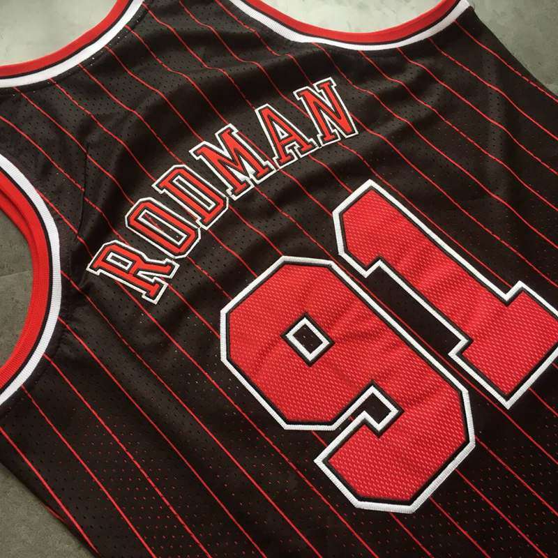 Chicago Bulls 1995/96 Black #91 RODMAN Classics Basketball Jersey (Closely Stitched)