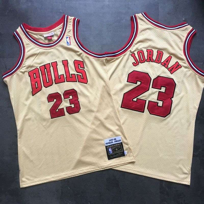 Chicago Bulls 1995/96 Gold #23 JORDAN Classics Basketball Jersey (Closely Stitched)