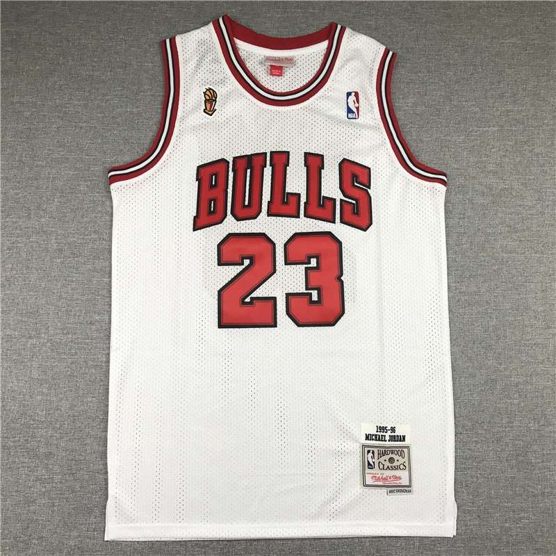 Chicago Bulls 1995/96 White #23 JORDAN Champion Classics Basketball Jersey (Stitched)