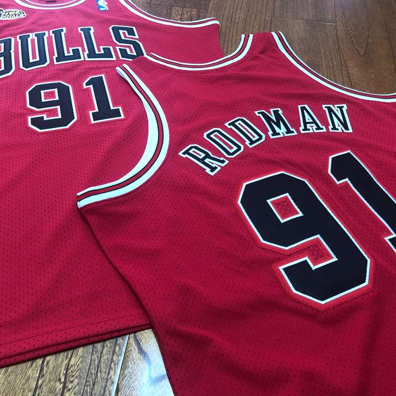 Chicago Bulls 1997/98 Red #91 RODMAN Finals Classics Basketball Jersey (Closely Stitched)