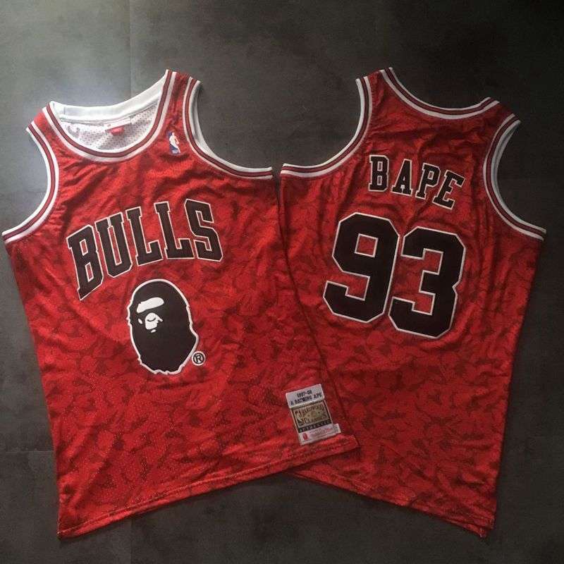 Chicago Bulls 1997/98 Red #93 BAPE Classics Basketball Jersey (Closely Stitched)