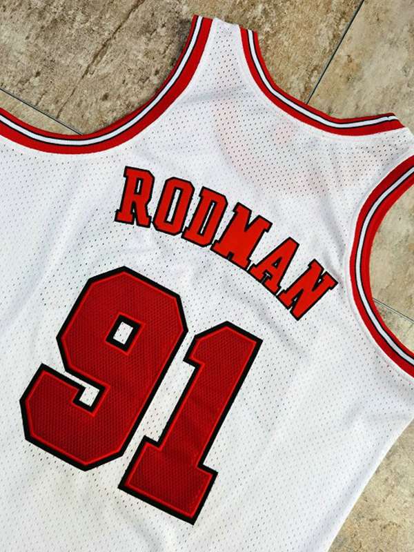 Chicago Bulls 1997/98 White #91 RODMAN Classics Basketball Jersey (Closely Stitched)