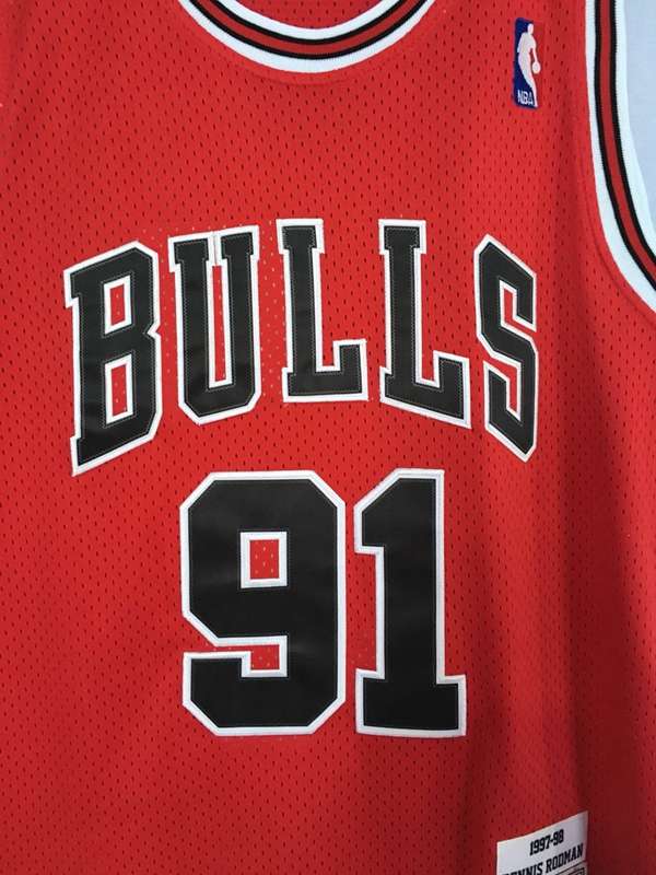 Chicago Bulls 1997/98 Red #91 RODMAN Classics Basketball Jersey (Stitched)