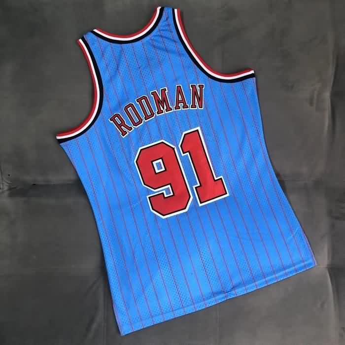 Chicago Bulls 1995/96 Blue #91 RODMAN Classics Basketball Jersey (Closely Stitched)