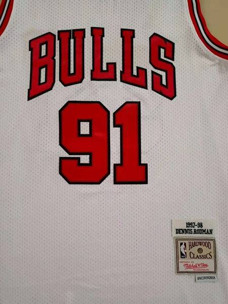 1997/98 Chicago Bulls White #91 RODMAN Classics Basketball Jersey (Stitched)