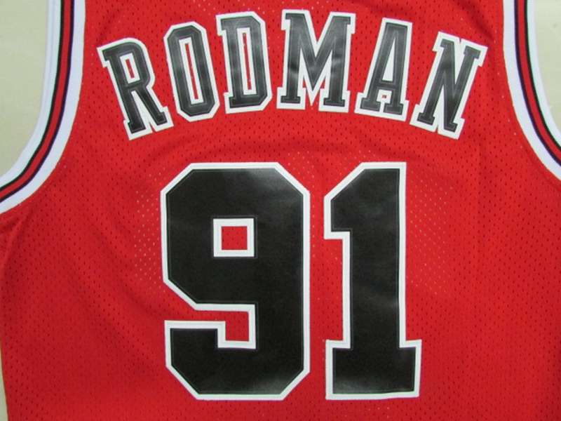 Chicago Bulls Red #91 RODMAN Classics Basketball Jersey (Stitched)