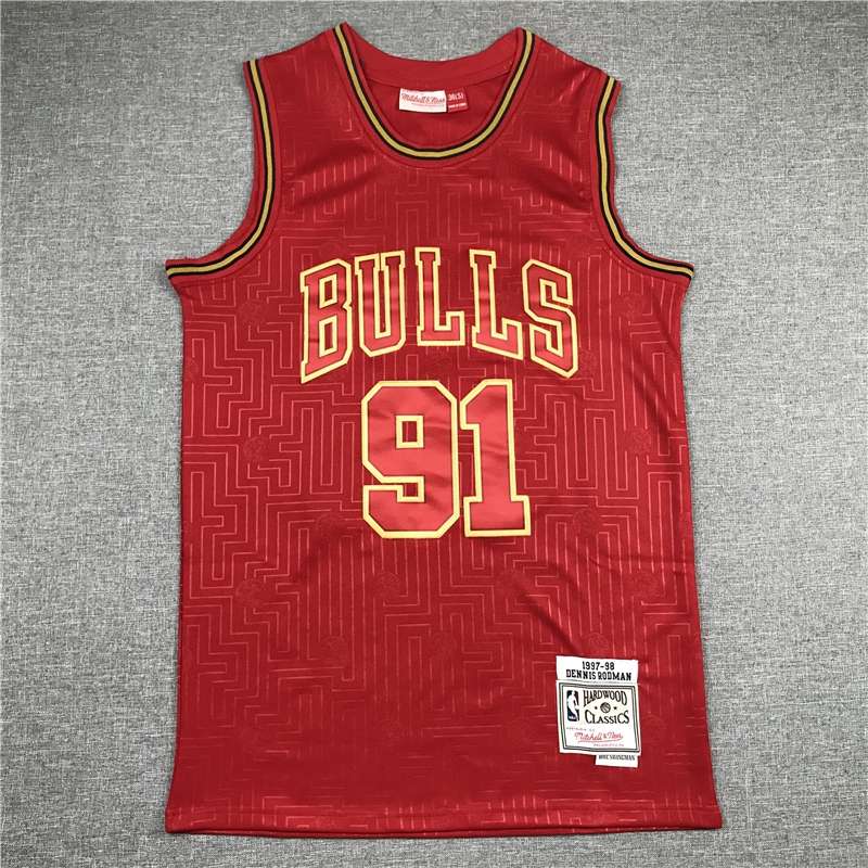 Chicago Bulls Red #91 RODMAN Classics Basketball Jersey 02 (Stitched)