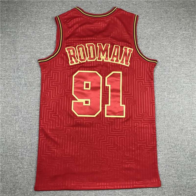 Chicago Bulls Red #91 RODMAN Classics Basketball Jersey 02 (Stitched)