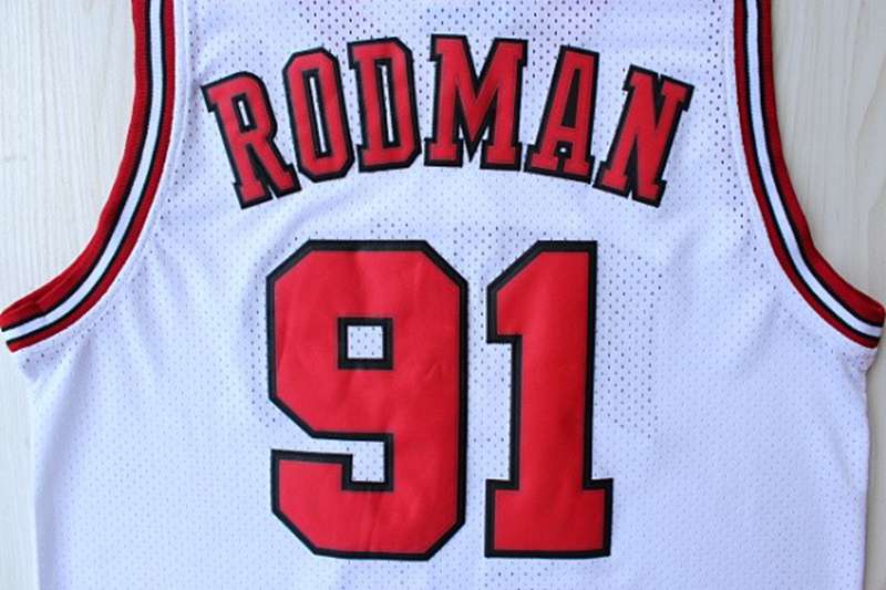 Chicago Bulls White #91 RODMAN Classics Basketball Jersey (Stitched)