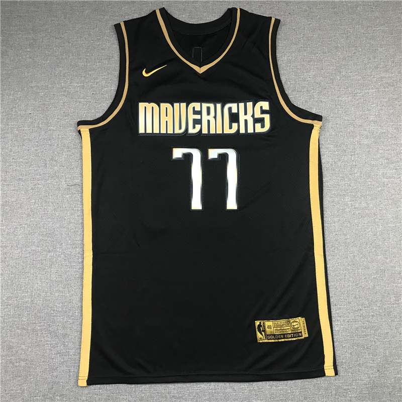 Dallas Mavericks 20/21 Black Gold #77 DONCIC Basketball Jersey (Stitched)