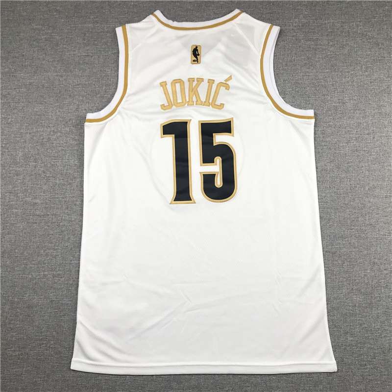 Denver Nuggets 2020 White Gold #15 JOKIC Basketball Jersey (Stitched)