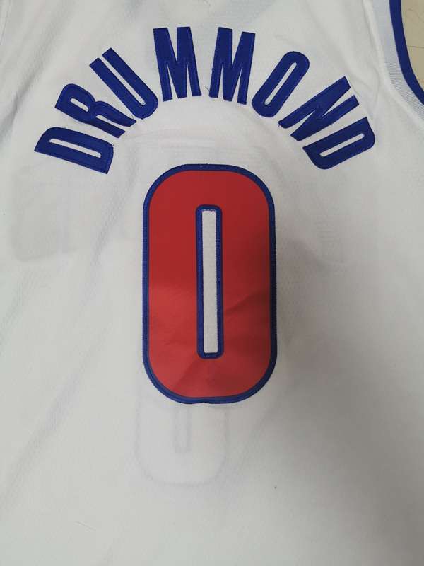 Detroit Pistons 20/21 White #0 DRUMMOND Basketball Jersey (Stitched)