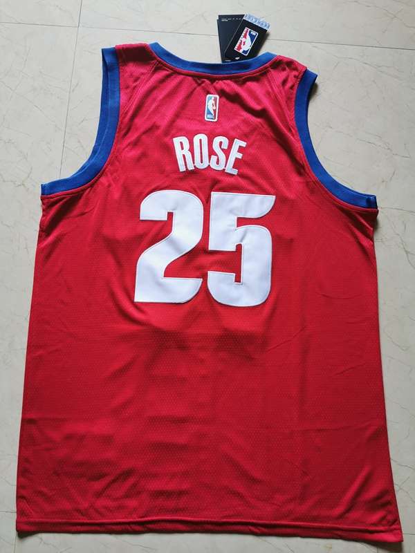 Detroit Pistons 2020 Red #25 ROSE City Basketball Jersey (Stitched)