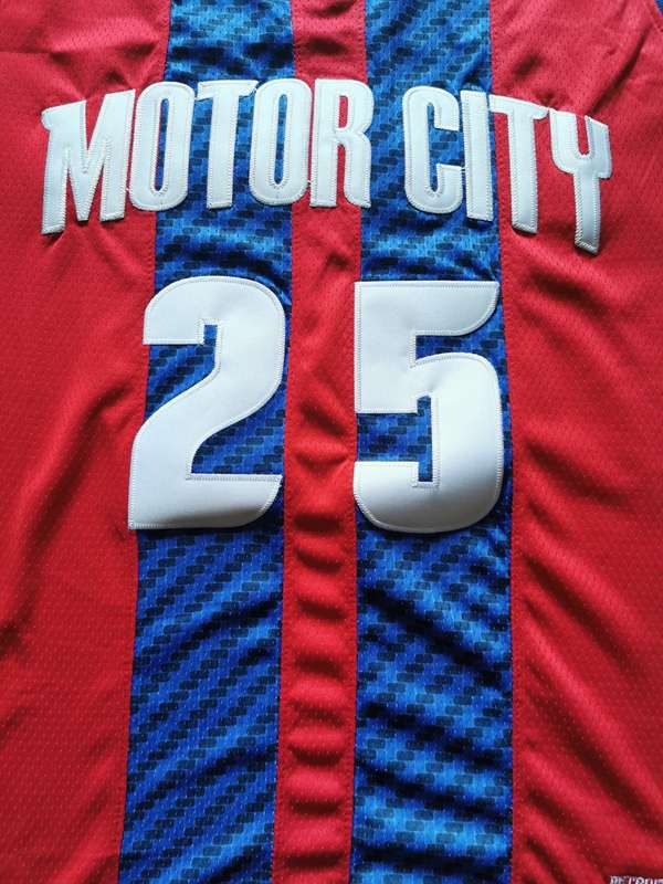 Detroit Pistons 2020 Red #25 ROSE City Basketball Jersey (Stitched)