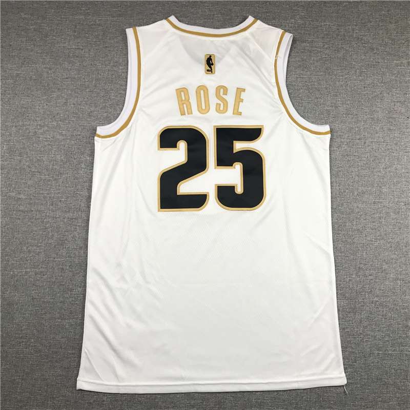 Detroit Pistons 2020 White Gold #25 ROSE Basketball Jersey (Stitched)