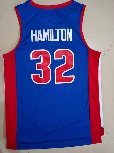 Detroit Pistons 2003/04 Blue #32 HAMILTON Classics Basketball Jersey (Stitched)