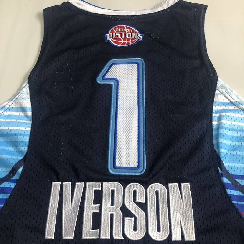 Detroit Pistons 2009 Dark Blue #1 IVERSON Classics Basketball Jersey (Closely Stitched)