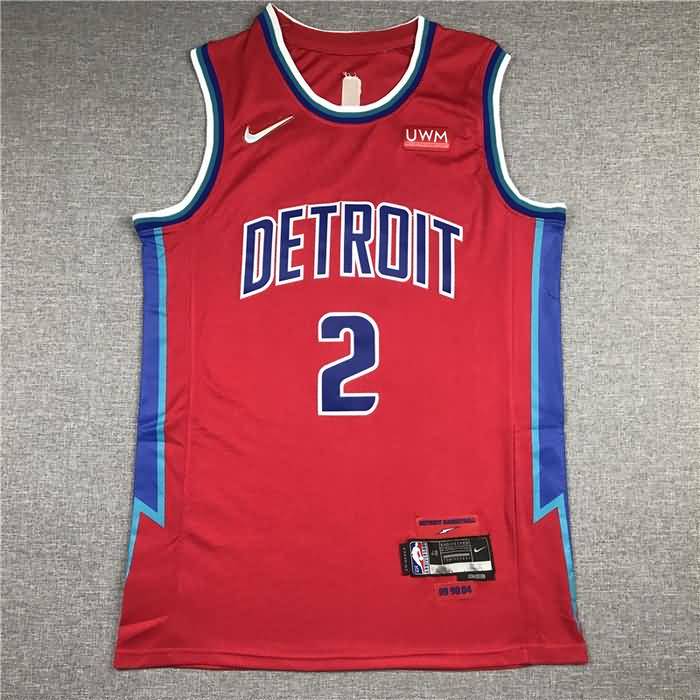 Detroit Pistons 21/22 Red #2 CUNNINGHAM City Basketball Jersey (Stitched)