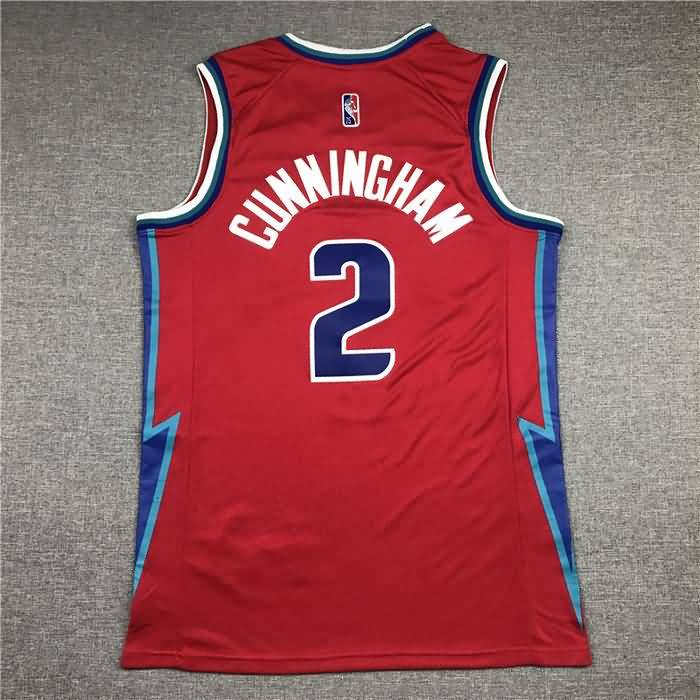 Detroit Pistons 21/22 Red #2 CUNNINGHAM City Basketball Jersey (Stitched)