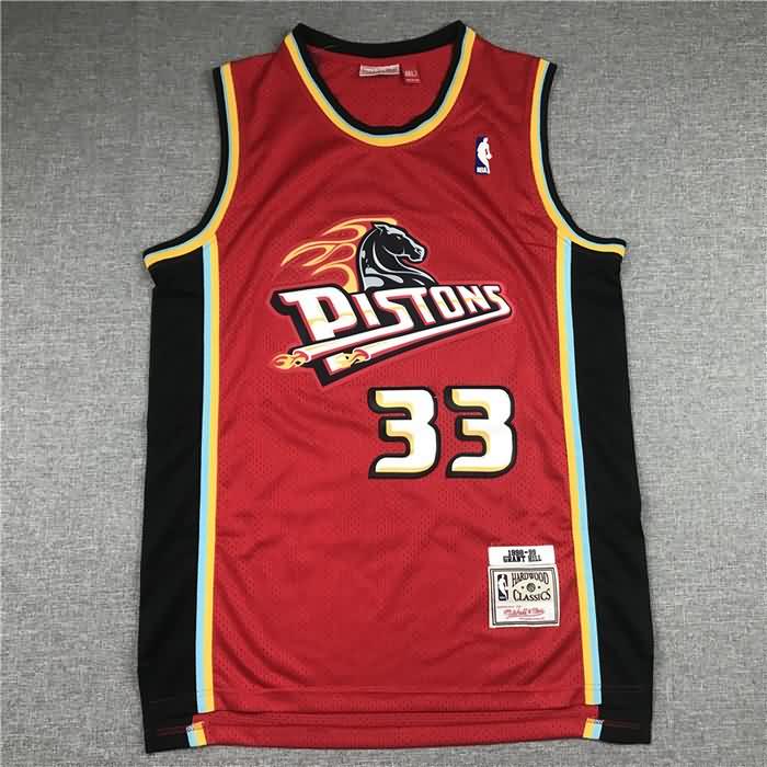 Detroit Pistons 1998/99 Red #33 HILL Classics Basketball Jersey (Stitched)