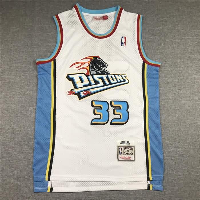 Detroit Pistons 1998/99 White #33 HILL Classics Basketball Jersey (Stitched)